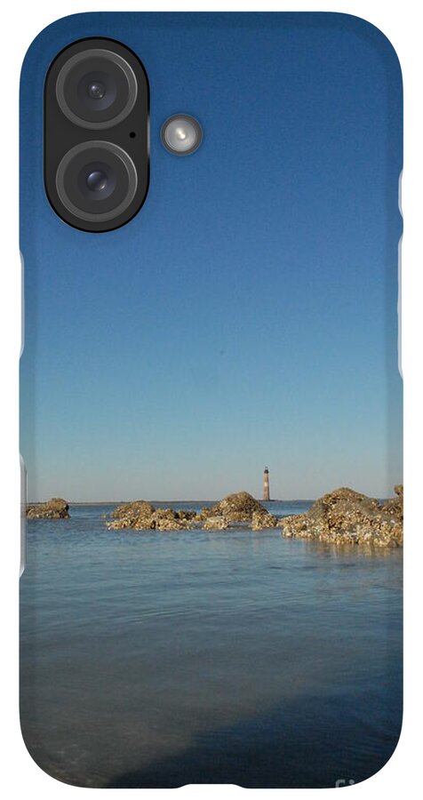 Lighthouse by Rocky Shore - Phone Case