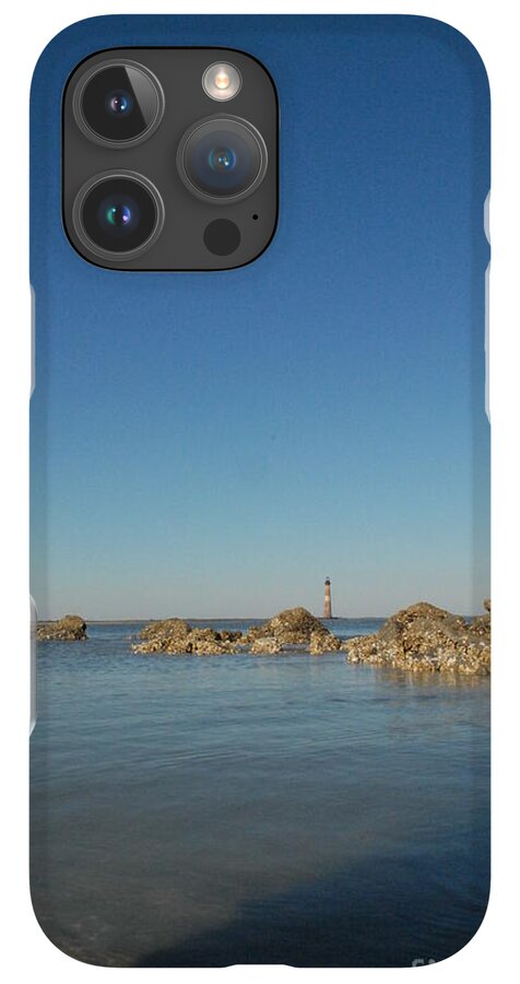 Lighthouse by Rocky Shore - Phone Case