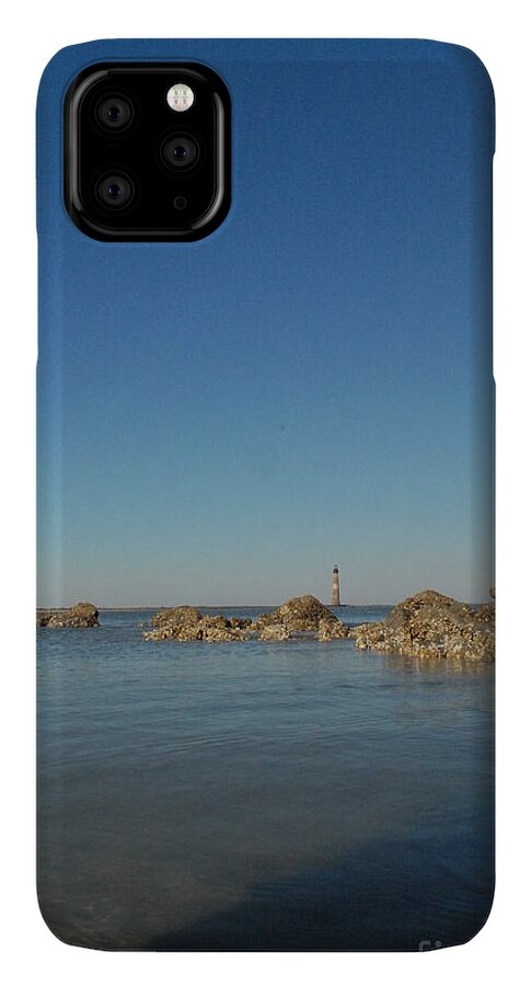 Lighthouse by Rocky Shore - Phone Case