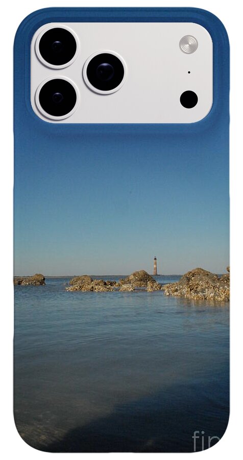 Lighthouse by Rocky Shore - Phone Case