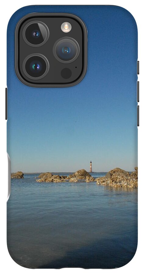 Lighthouse by Rocky Shore - Phone Case
