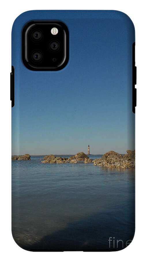 Lighthouse by Rocky Shore - Phone Case