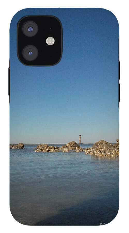 Lighthouse by Rocky Shore - Phone Case