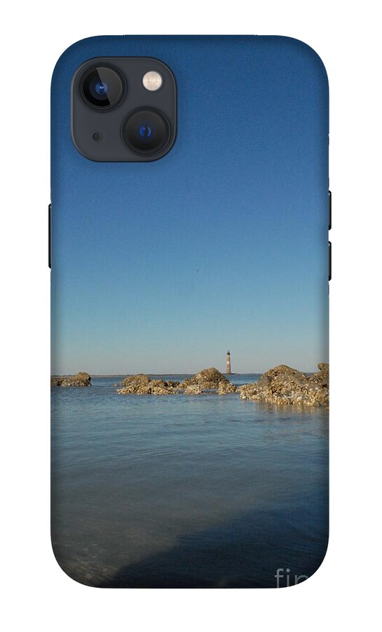 Lighthouse by Rocky Shore - Phone Case