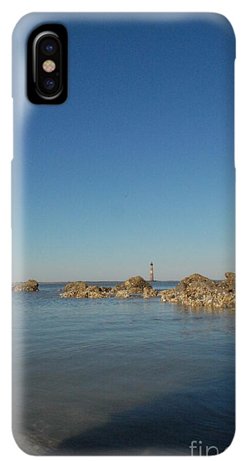 Lighthouse by Rocky Shore - Phone Case
