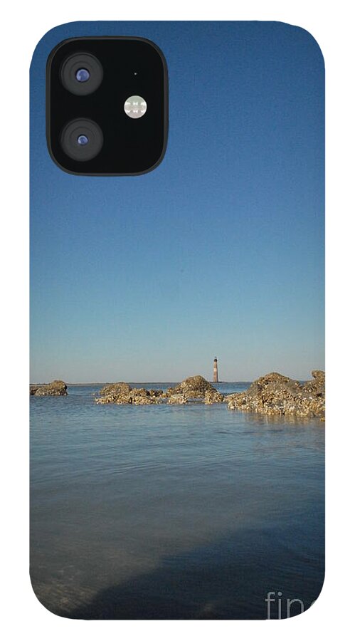 Lighthouse by Rocky Shore - Phone Case