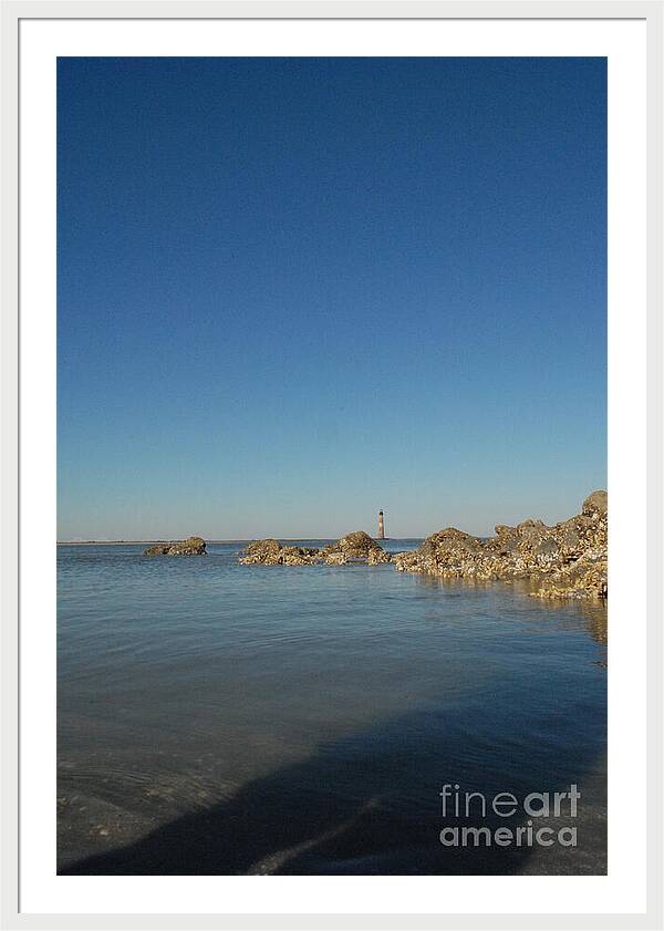 Lighthouse by Rocky Shore - Framed Print