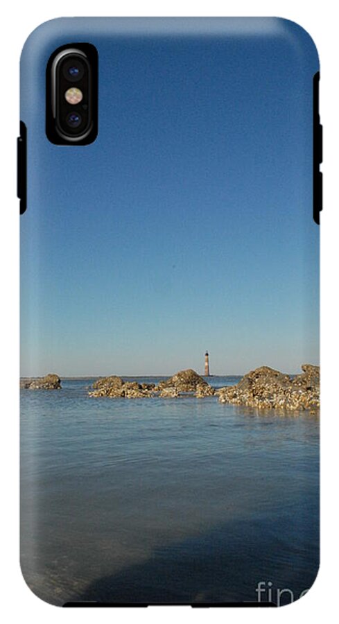 Lighthouse by Rocky Shore - Phone Case