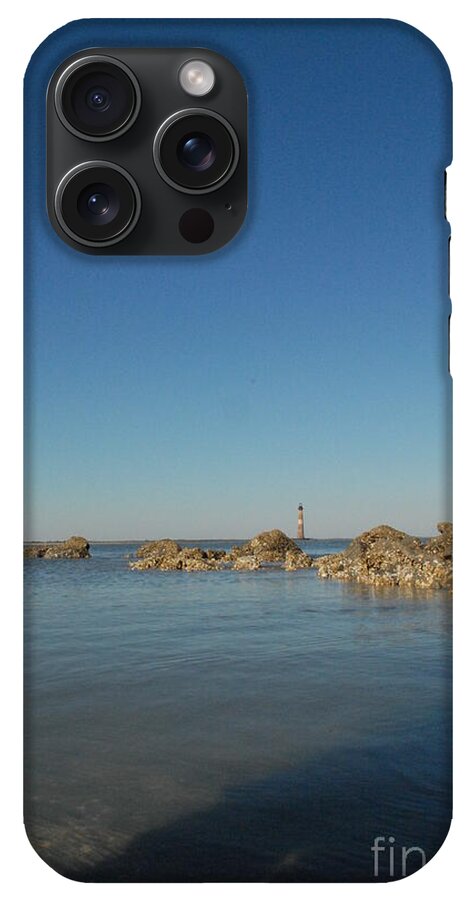 Lighthouse by Rocky Shore - Phone Case
