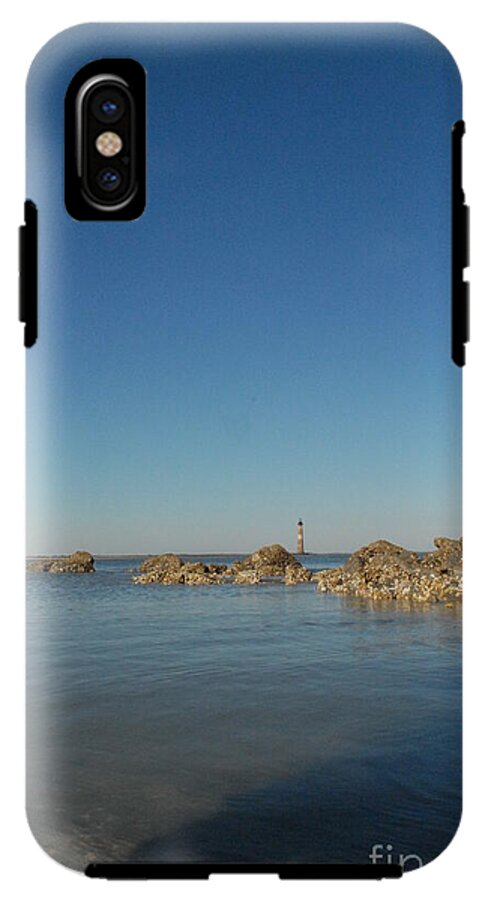 Lighthouse by Rocky Shore - Phone Case