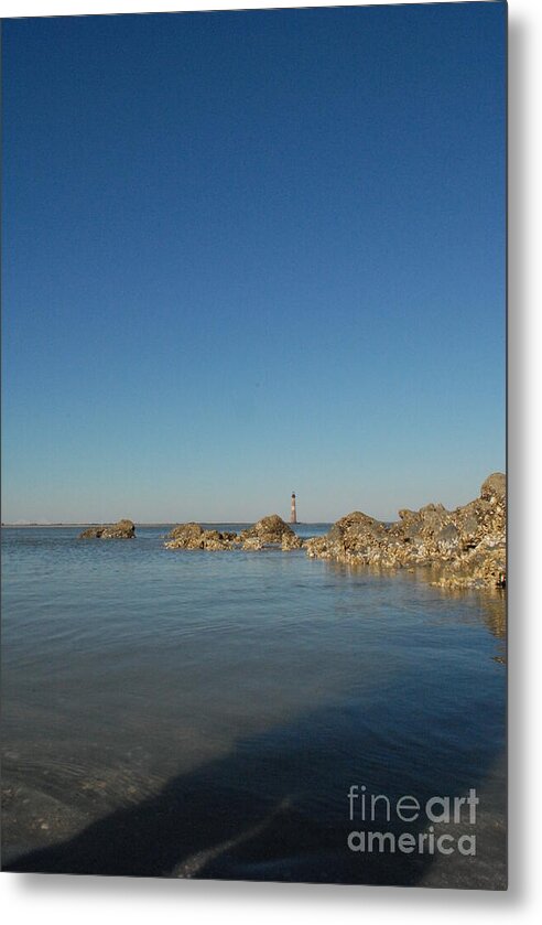 Lighthouse by Rocky Shore - Metal Print