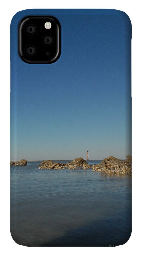Lighthouse by Rocky Shore - Phone Case