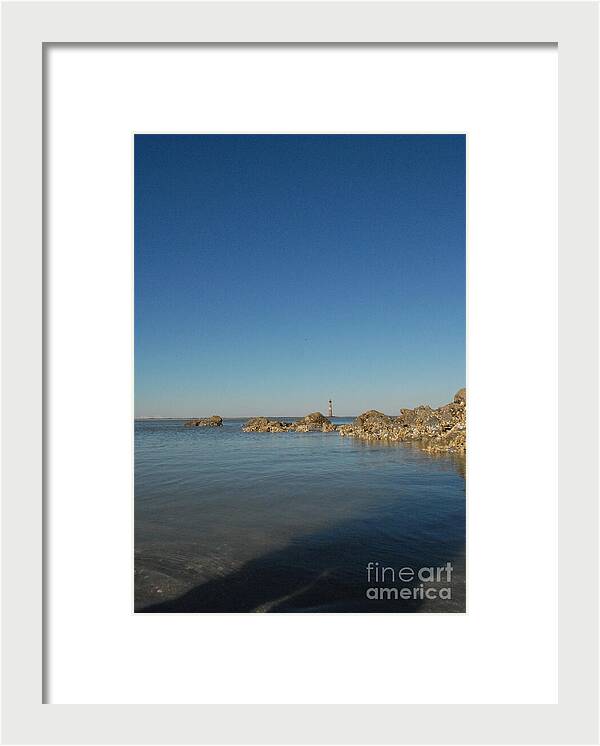 Lighthouse by Rocky Shore - Framed Print