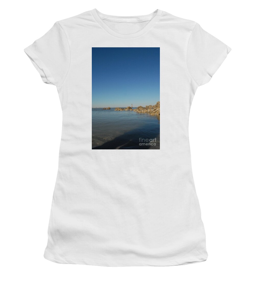 Lighthouse by Rocky Shore - Women's T-Shirt