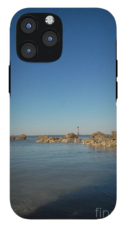 Lighthouse by Rocky Shore - Phone Case