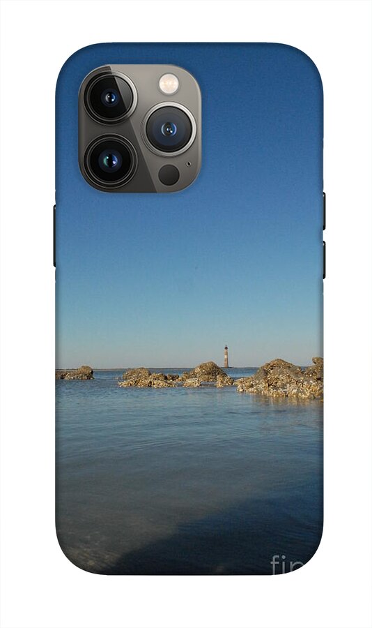 Lighthouse by Rocky Shore - Phone Case
