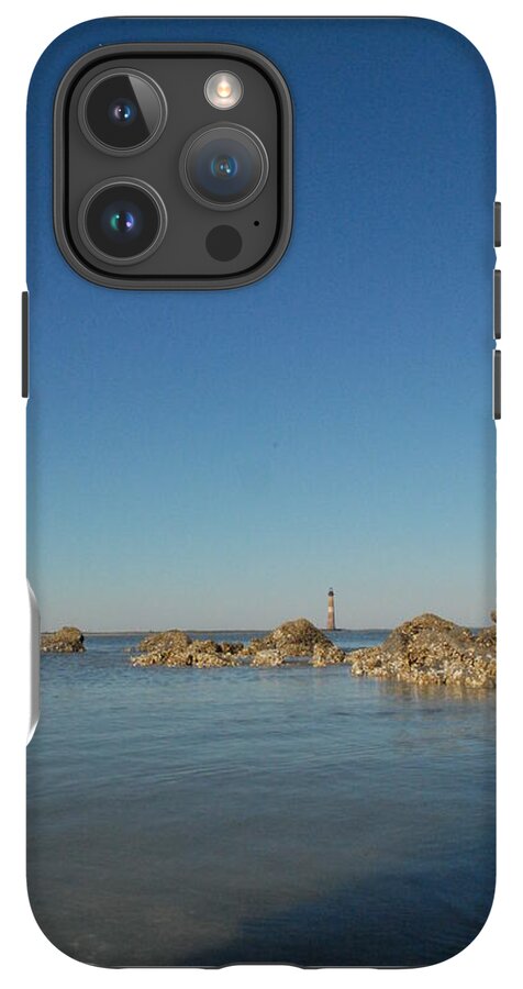 Lighthouse by Rocky Shore - Phone Case