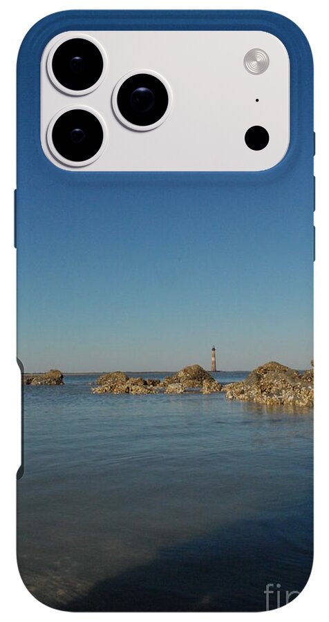 Lighthouse by Rocky Shore - Phone Case