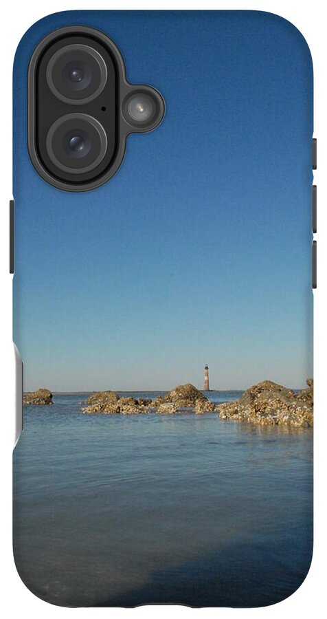 Lighthouse by Rocky Shore - Phone Case