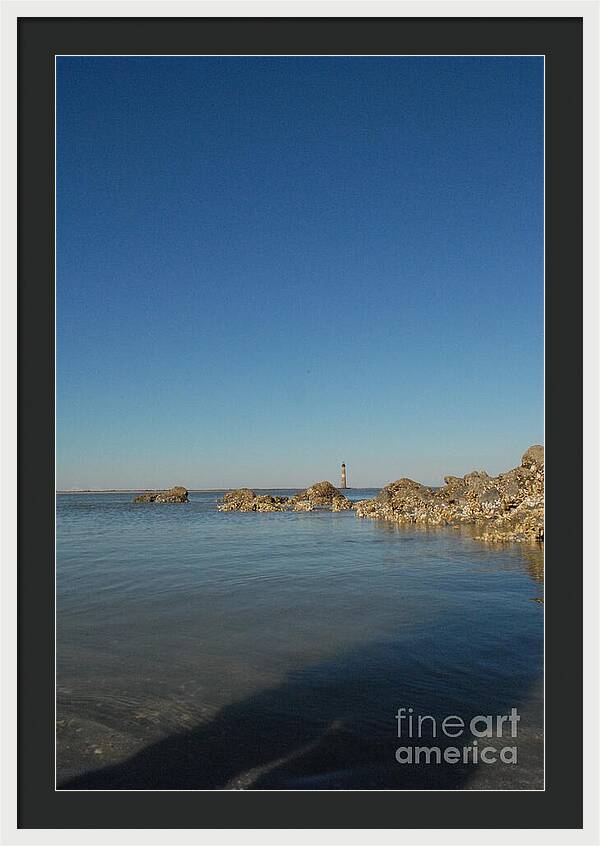 Lighthouse by Rocky Shore - Framed Print