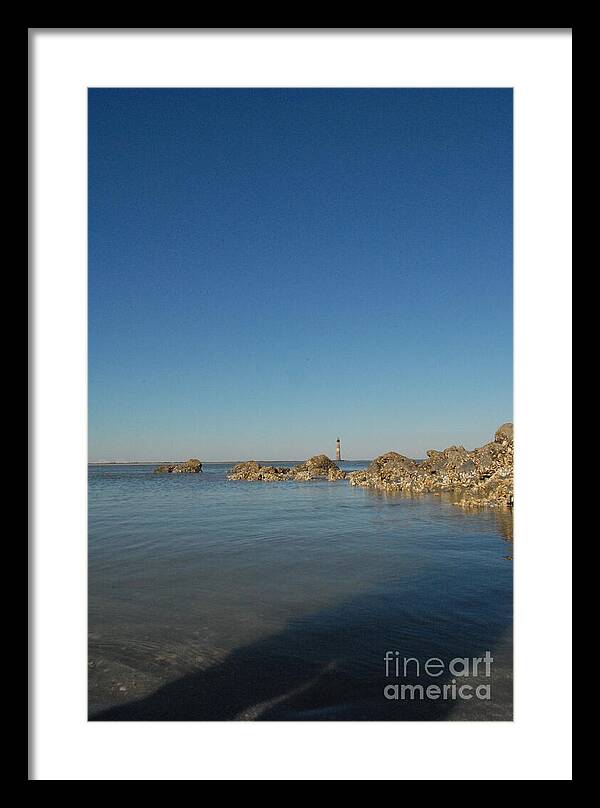 Lighthouse by Rocky Shore - Framed Print