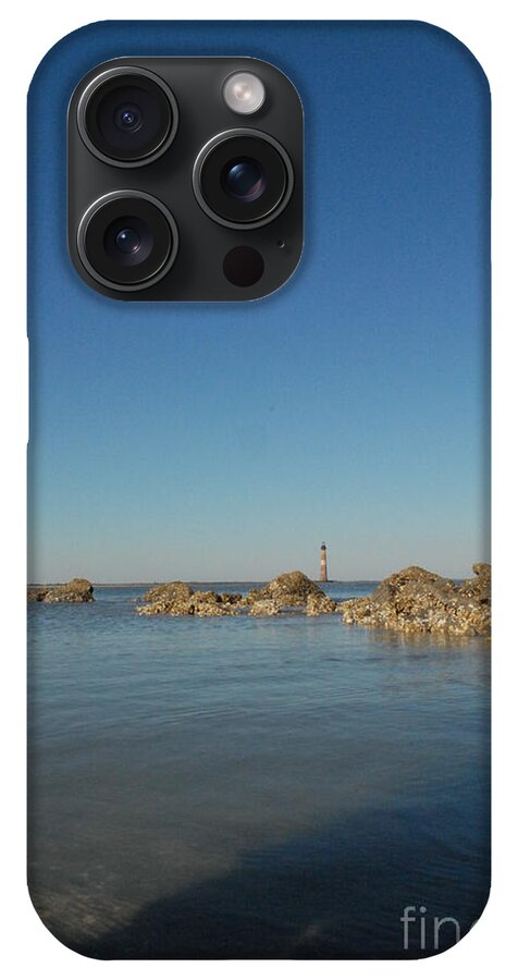 Lighthouse by Rocky Shore - Phone Case