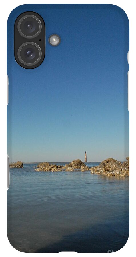 Lighthouse by Rocky Shore - Phone Case