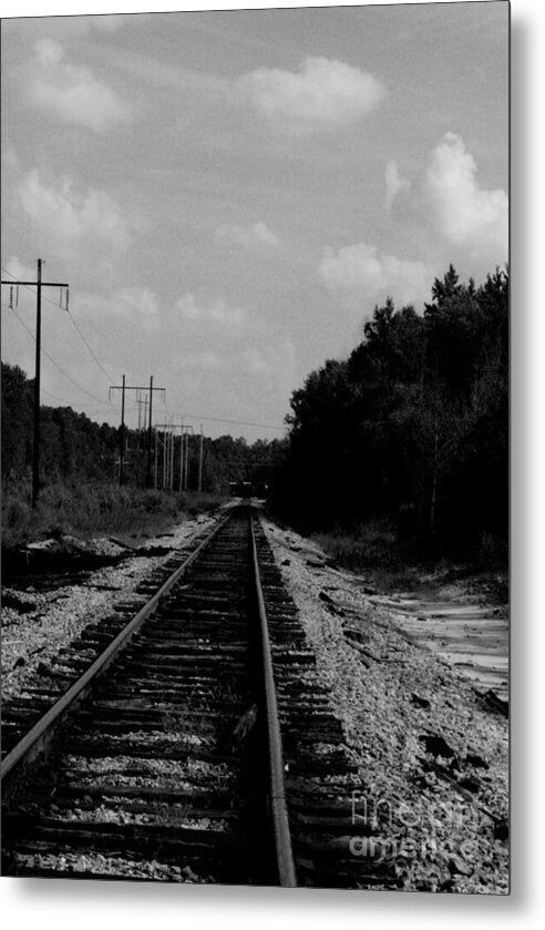 Lonely Railroad Tracks - Metal Print
