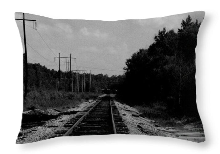 Lonely Railroad Tracks - Throw Pillow