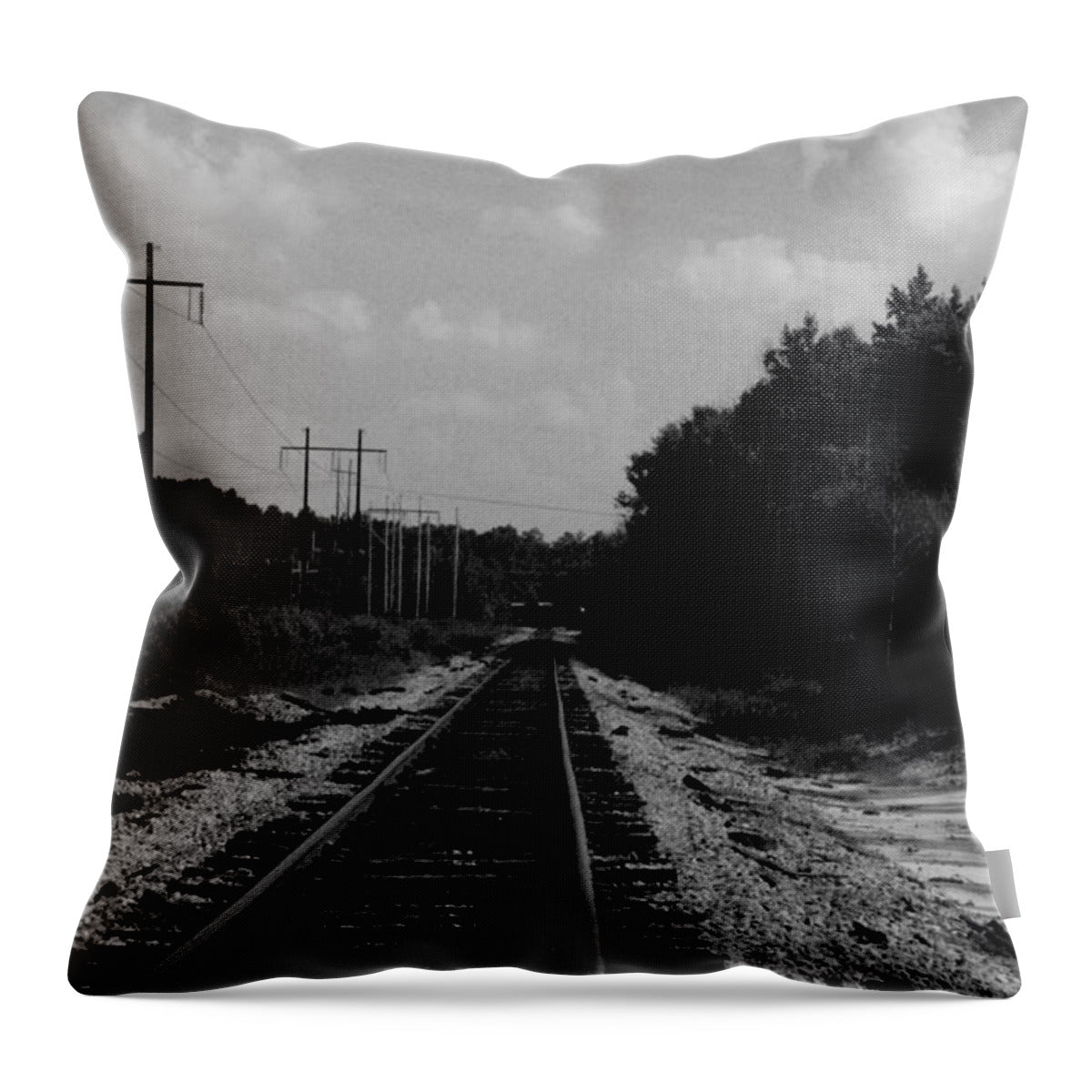 Lonely Railroad Tracks - Throw Pillow