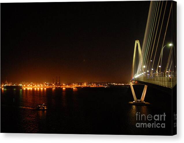 Night View of Cable-Stayed Bridge - Canvas Print