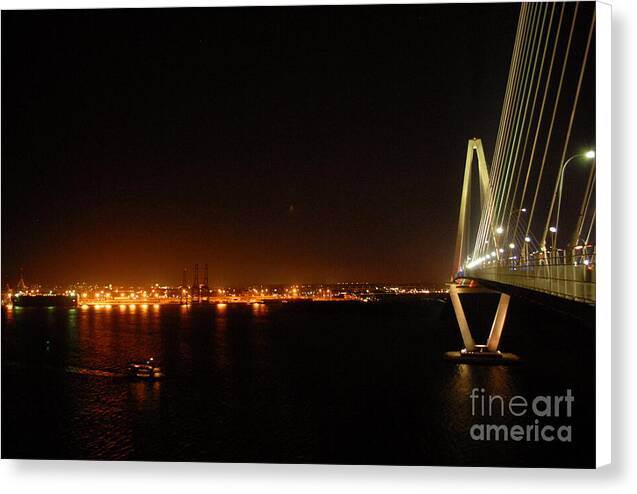 Night View of Cable-Stayed Bridge - Canvas Print