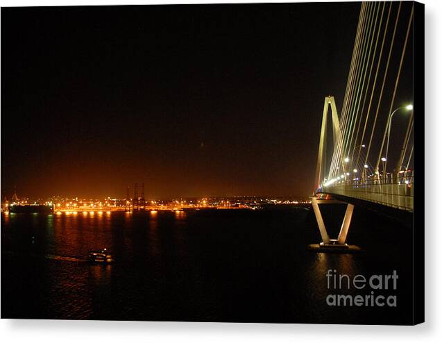 Night View of Cable-Stayed Bridge - Canvas Print