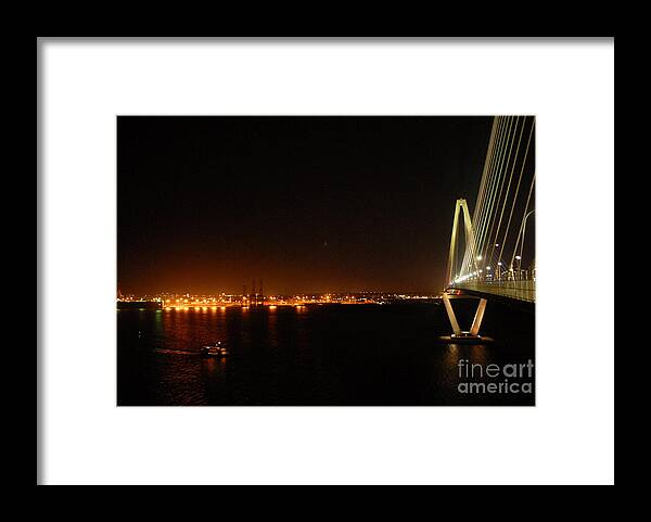 Night View of Cable-Stayed Bridge - Framed Print