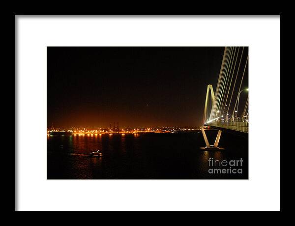 Night View of Cable-Stayed Bridge - Framed Print