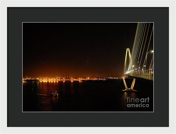 Night View of Cable-Stayed Bridge - Framed Print