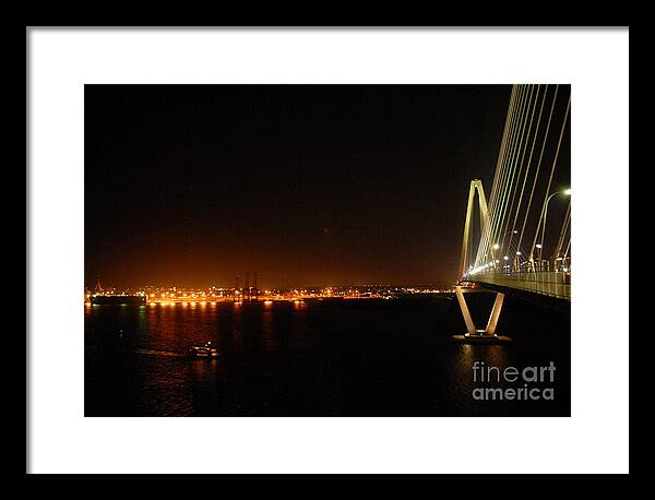 Night View of Cable-Stayed Bridge - Framed Print