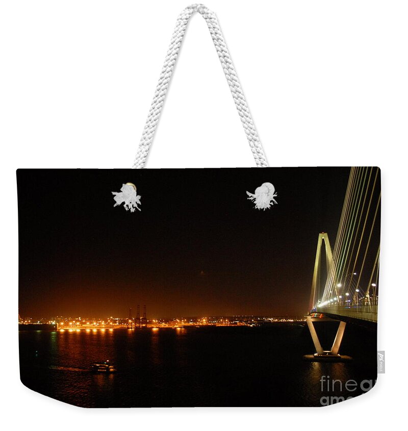 Night View of Cable-Stayed Bridge - Weekender Tote Bag
