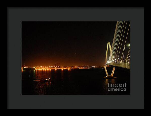 Night View of Cable-Stayed Bridge - Framed Print