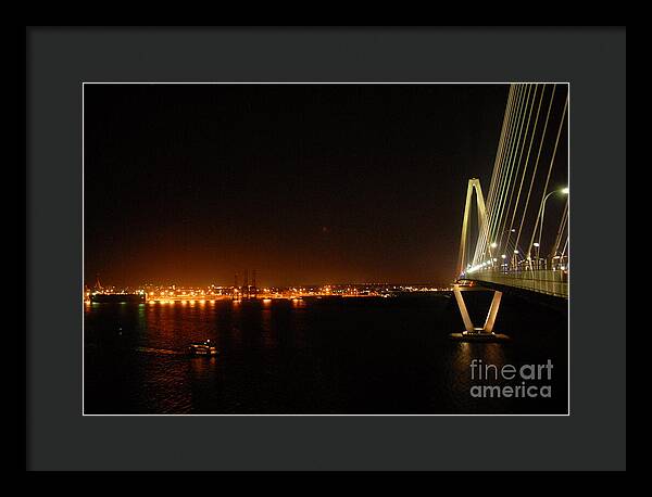 Night View of Cable-Stayed Bridge - Framed Print