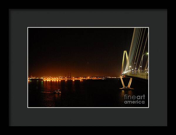 Night View of Cable-Stayed Bridge - Framed Print