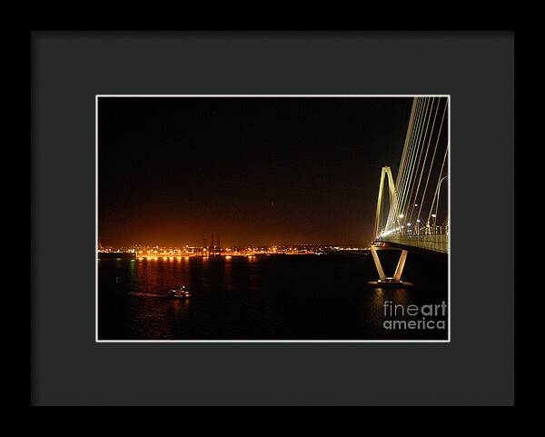 Night View of Cable-Stayed Bridge - Framed Print
