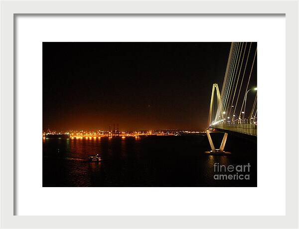 Night View of Cable-Stayed Bridge - Framed Print