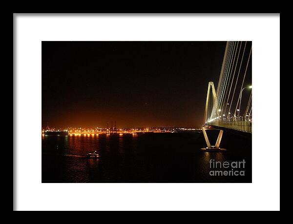Night View of Cable-Stayed Bridge - Framed Print