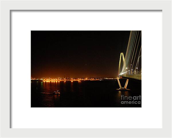 Night View of Cable-Stayed Bridge - Framed Print