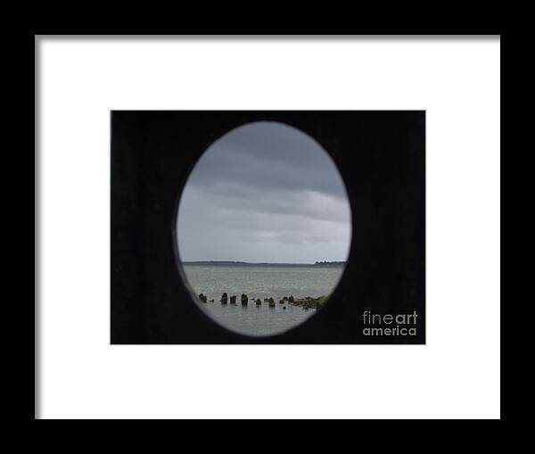 Ocean View Through Circular Frame - Framed Print