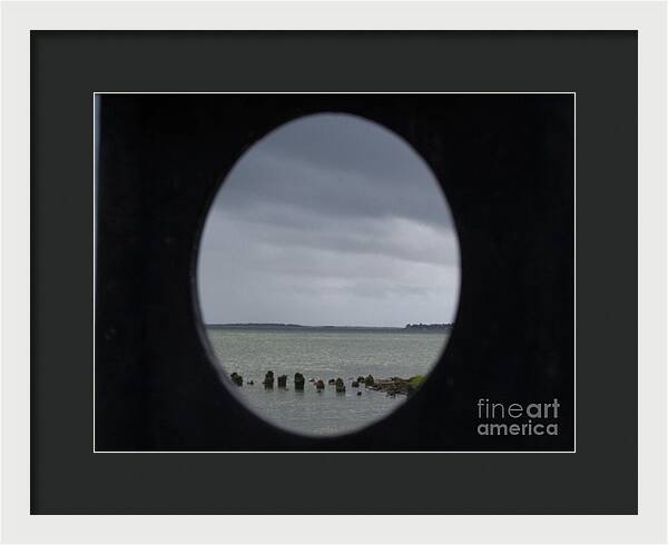 Ocean View Through Circular Frame - Framed Print