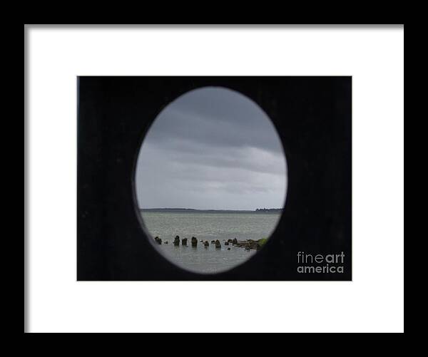 Ocean View Through Circular Frame - Framed Print