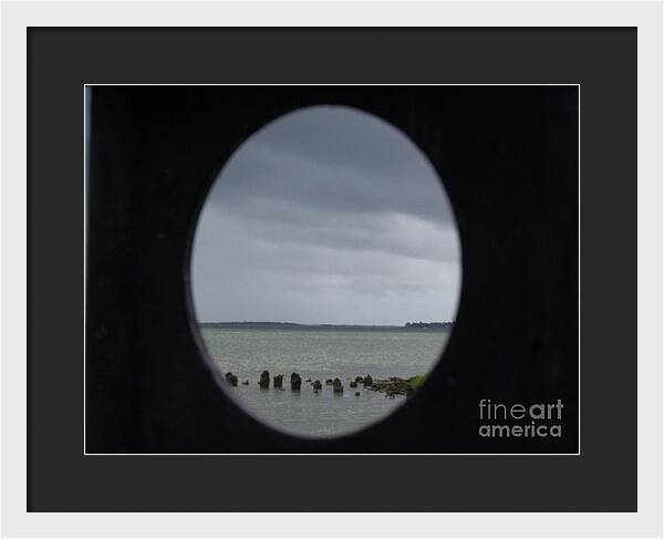 Ocean View Through Circular Frame - Framed Print