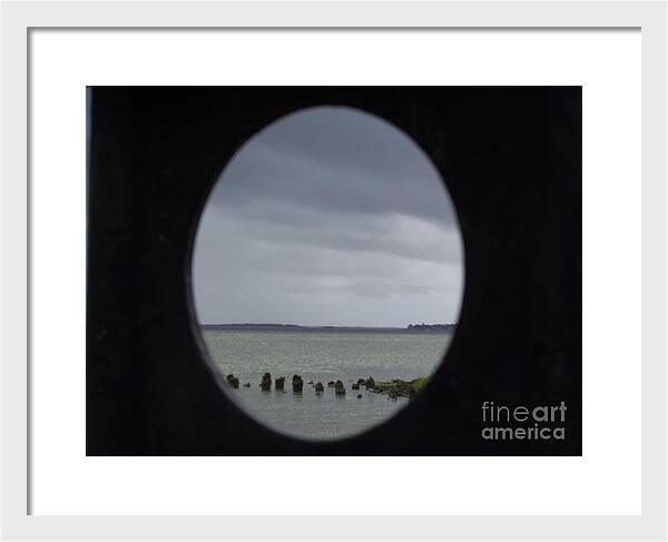 Ocean View Through Circular Frame - Framed Print